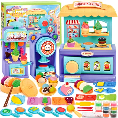 Vautvis Juego De Plastilina Niña, Plastilina Niños 2 3 4 Años, 62 Piezas Accesorios Plastilina No Toxica, Moldes Helado Plastilina, Moldes Plastilina para Niños Niñas 2 3 4 5 6 7 Años