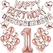 sancuanyi 1. Geburtstag Dekorationen Rosegold für Mädchen,mit Kinder Ersten Geburtstag Girlande Foto Banner , Rose Gold Ballons,Deko 1 Geburtstag, erst Geburtstag Deko