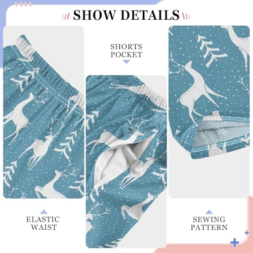 ZZXXB Reindeer Snow Tree Boys Long Pants Soft Trousers Elastic Waist Kids Lounge Bottoms with Pockets S-XL4