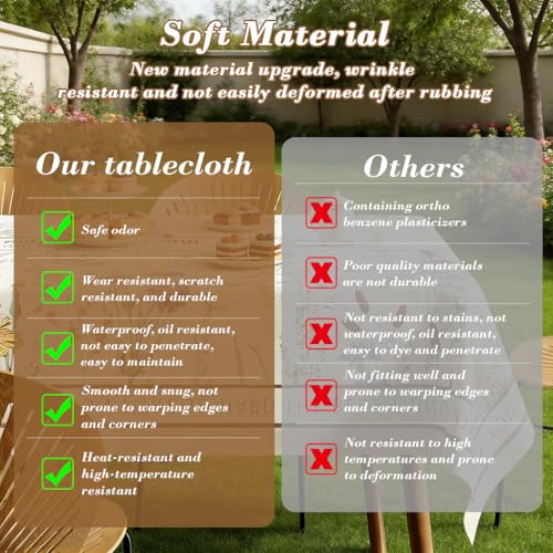 Image of HASTHIP PVC Tablecloth Modern Floral Decorative Dining Table Cover, Waterproof & Oil Proof, Anti-Slip Wipeable Plastic Table Protector for Kitchen & Home Decor, 140 x 220 cm