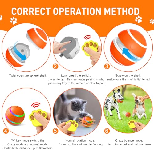 Qetrabone Interactive Dog Toys, Peppy Pet Ball For Dogs Wicked Ball Active Rolling Ball For Boredom Indoor Outdoor, Remote Control Self Moving Motion Activated Ball Smart Usb Rechargeable Spinning Dog Ball Toy thumb #2
