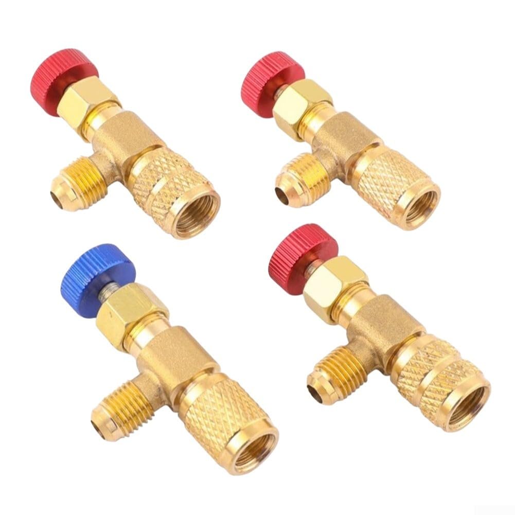 4 valvole di sicurezza per sistemi di climatizzazione compatibili con R22 R32 R410 con connettori rapidi di diverse dimensioni