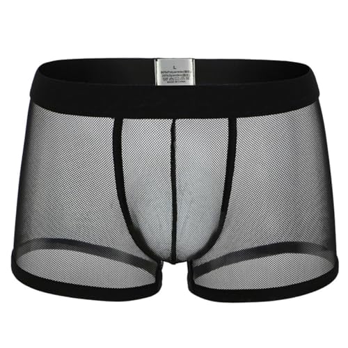 SamHeng Boxer Sexy en Maille pour Homme, sous-vêtement Respirant et Transparent, caleçon Taille Basse en résille, Cadeau pour Petit ami, sous-vêtement...