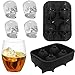 Cubo de cubitos de hielo 3D Calavera molde, Bandeja Molde con Tapa, Silicona Flexible de Grado Alimentario,Hacer Cubitos Hielo para Agua,Cóctel y Otras Bebidas (Bandeja de hielo, Negro)