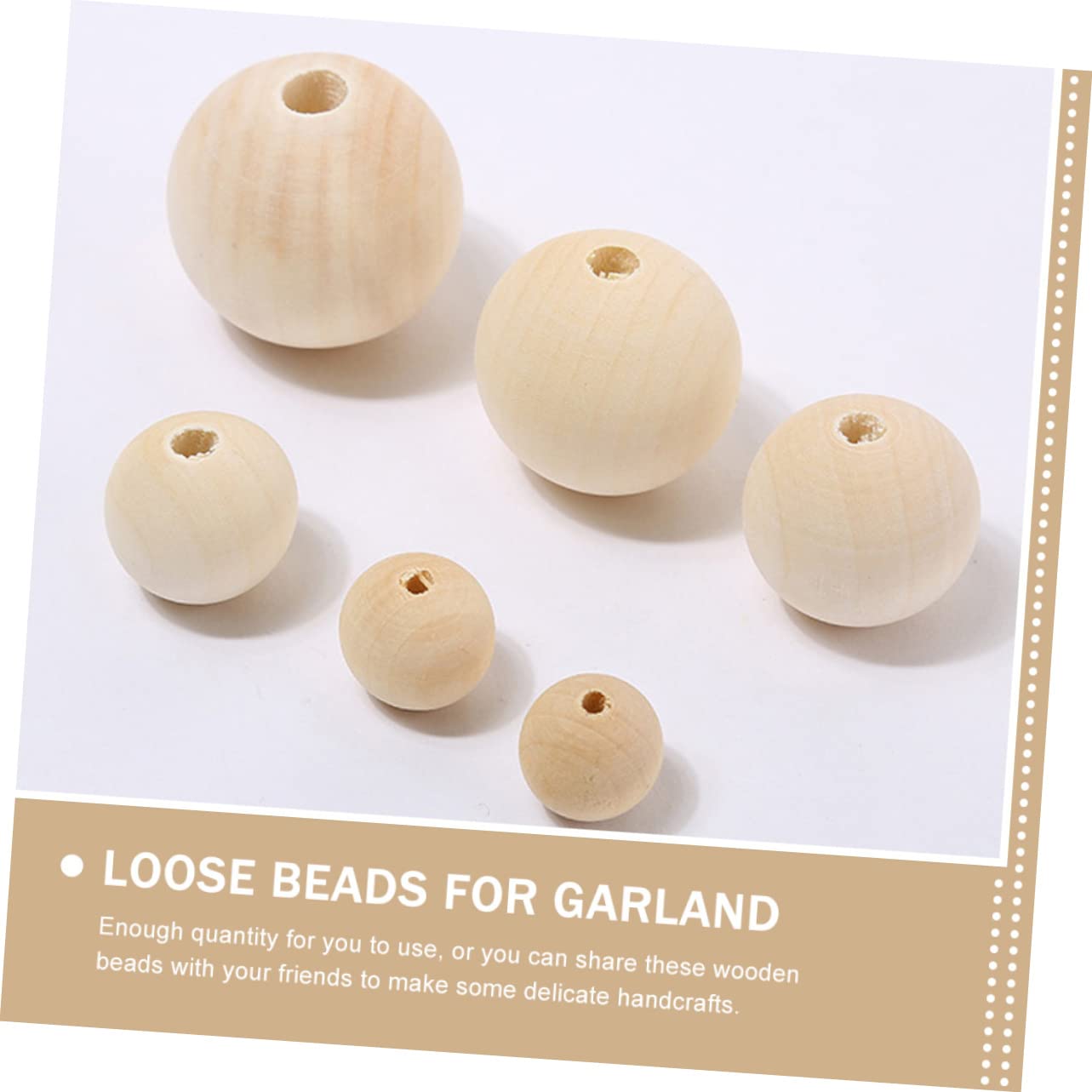 Hohopeti Cuentas Lisas de Sueltas Madera 100 Diy Suaves Agujeros Ideales, para Manualidades, Bisutería para Pulseras y Collares