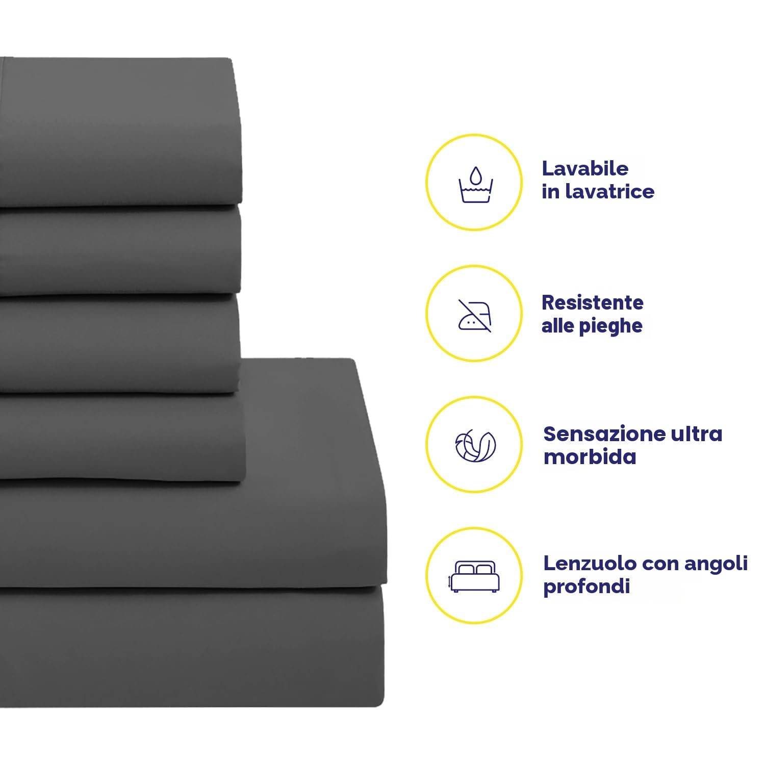 Sweet Home Collection Set alternativo ultra morbido in piuma e lussuose lenzuola, poliestere, grigio, queen size
