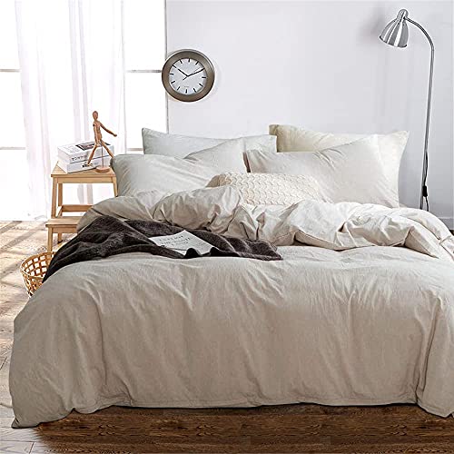 Luxury Solid Color Duvet Cover Queen Solid Beige Bedding Set 100% Natural Washed Cotton Duvet Cover with 2 Pillowcases Hotel Quality Solid Comforter Cover Lightweight Soft Full Queen Bedding Set Luxury Solid Color Duvet Cover Queen Solid Beige Bedding Set 100% Natural Washed Cotton Duvet Cover with 2 Pillowcases Hotel Quality Solid Comforter Cover Lightweight Soft Full Queen Bedding Set