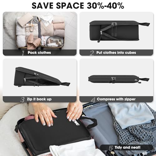 8 Set Compression Packing Cubes for Travel, Expandable Compression Cubes for Suitcases, Lightweight Suitcase Organizer with Shoes & Laundry Bags, Travel Accessories for Men Women2