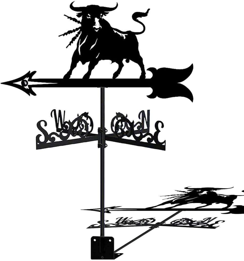 TAXXII Weathervane Stainless Steel Wind Vane Cattle Animal Direction Indicator Durable Retro Farm Scene Garden Stake Weather Measuring Tools -E
