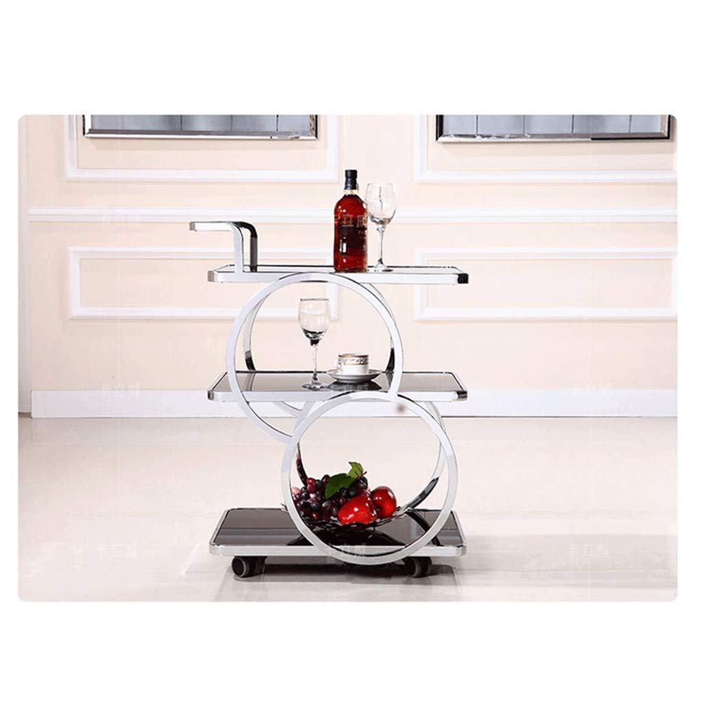 Carrito de té móvil para Hotel/Restaurante con Isla de Servicio de bandejas y Organizador de Almacenamiento, Carrito de Bar y Carrito de Cocina.
