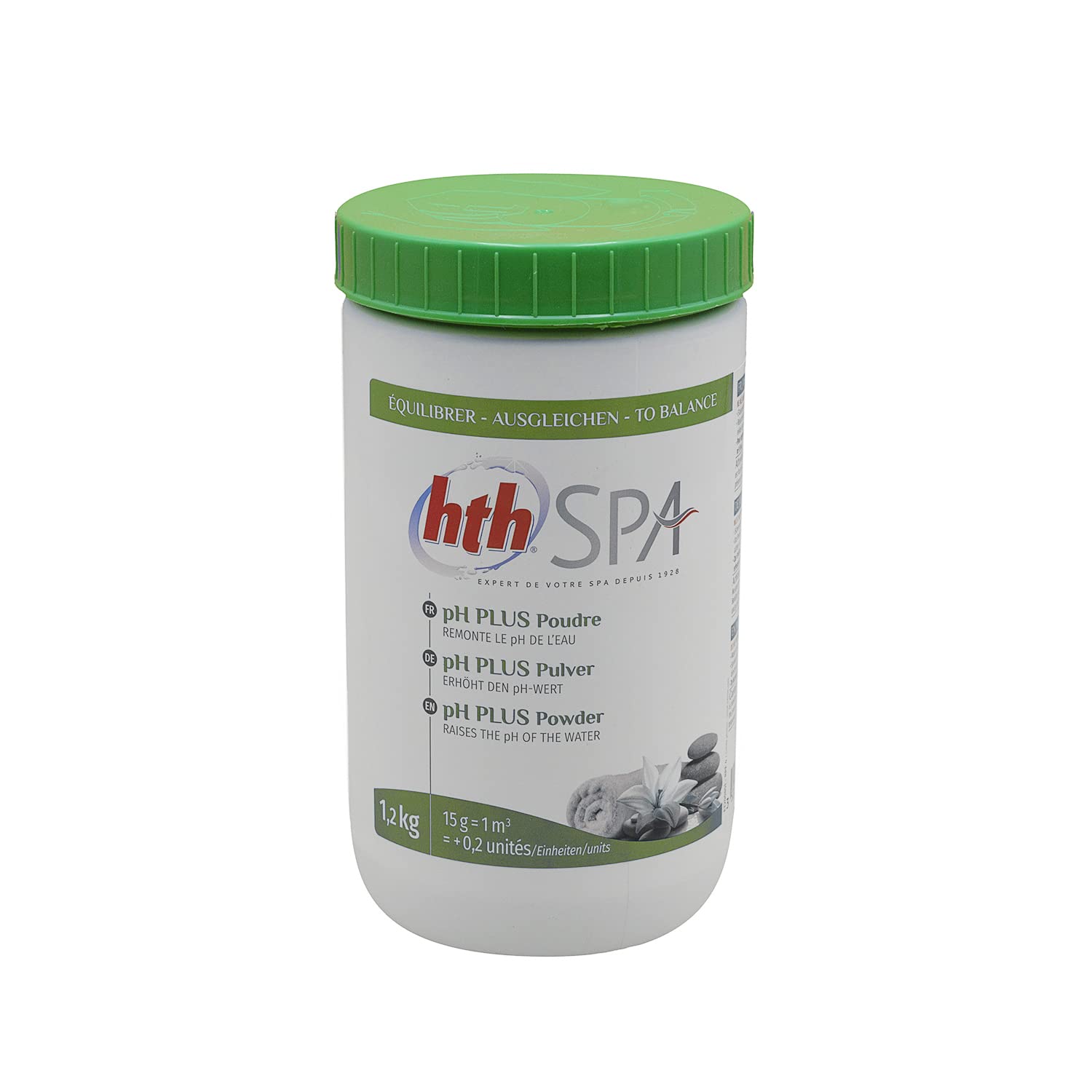 HTH Spa pH Plus Poudre 1,2kg Correcteur de pH Solide Augmente Le pH Dissolution Rapide 10 Tests HPS OFFERTS 6 en 1
