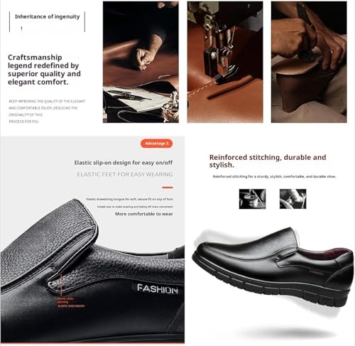 Mocasines de cuero para hombre, cómodos, suaves, clásicos, para conducir, negocios, trabajo, oficina, uso diario, Felpa negra., 41 EU - imagen 5