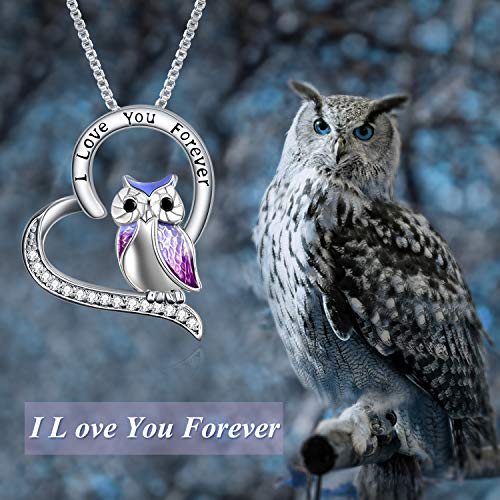 YFN Owl Necklace Sterling Silver I Love You Forever Heart Owl Gifts for Women3