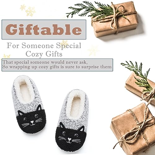 Image of Cozylook Cute Animal Slippers for Women and Kids Fuzzy Non Slip Soft Sole | Warm plush lining, gripper dots, playful animal details, machine wash cold, toddlers teens and adult women, indoor use