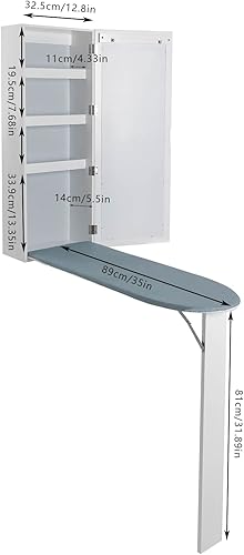 Miniatura 6 de Armario de tabla de planchar, tabla de planchar montada en la pared con armario de almacenamiento, tabla de planchar integrada y pata de soporte
