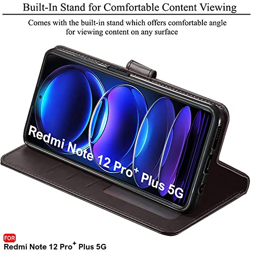 Image of TheGiftKart Flip Back Cover Case for Mi Redmi Note 12 Pro Plus 5G | Dual-Color Leather Finish | Inbuilt Stand & Pockets | Wallet Style Flip Back Case for Redmi Note 12 Pro Plus 5G (Coffee & Brown)