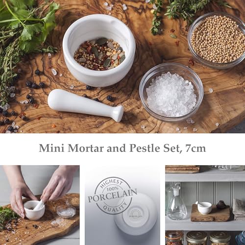 Compact 7cm Porcelain Mortar and Pestle Set for Herbs & Spices - Image 2