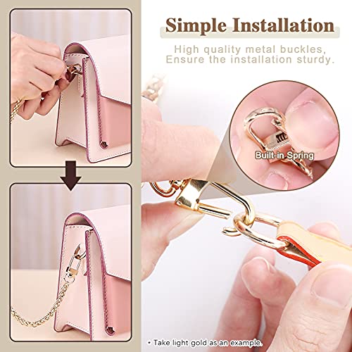 Image of 4Pcs Bronze Luxury Fashion 15.7 Inch /40cm Replacement Flat Chain Strap with Buckles Set, Flat 0.4 inch Wide Enough 2.4mm Perfect for DIY Metal Shoulder Purse Replacement(Bronze, 15.7 inch)