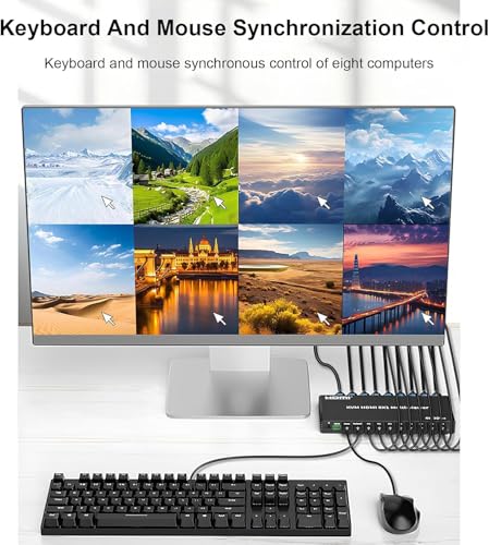 Image of 4K HDMI Switcher 8 in 1 Out with KVM, 4K Multi-Viewer with IR Remote and Button Switch, 16 Modes Displays Split Screen Modes, 2 USB Port for Keyboard /Mouse (HDMI 8x1 KVM Multi-Viewer)