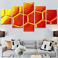 SIGNWIN 5 Panel Canvas Wall Art Abstract Colorful Decorative Elements Modern Artwork for Home Decorations Ready to Hang - 60