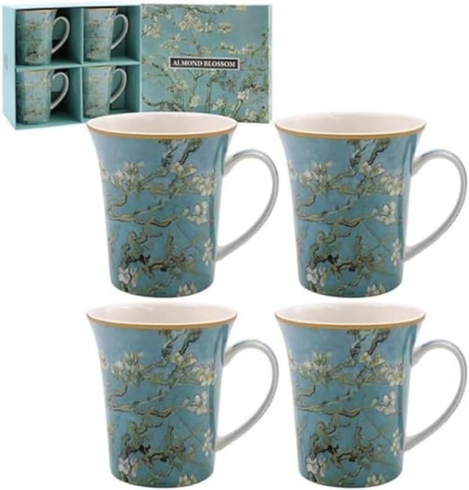 Ceramic Mug | Almond Blossom design | Set of 4