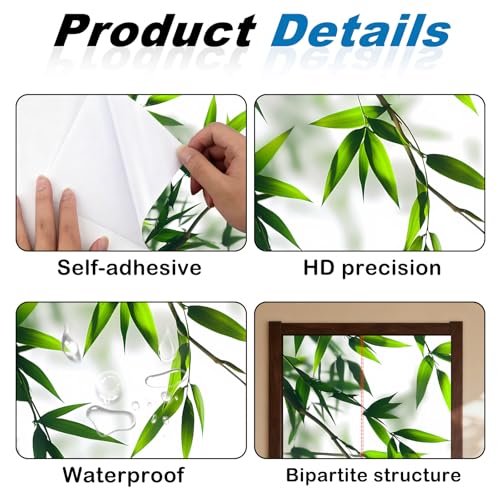 Image of Nuxovilar Bamboo Door Stickers Peel Stick PVC 30.3x78.7 Inches Cover