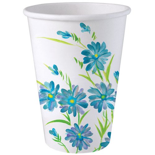 Nicole Home Collection Paper Cups-12 oz | Blue Floral Collection | Pack of 24 Drinking Cup, 12 oz