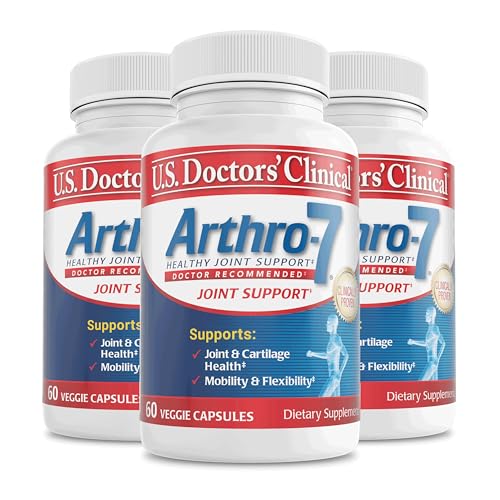 U.S. Doctors Clinical Arthro-7 - Clinically Studied Joint Support Complex with Turmeric Collagen Bromelain for Flexibility Mobility & Strong Cartilage - 180 Capsules(3 Bottles) - 45/90-Day Supply