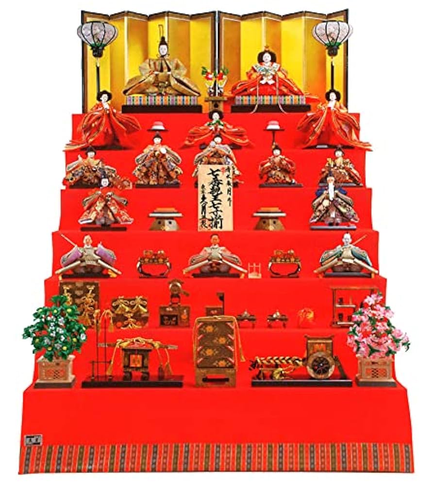 Amazon | 雛人形 久月 ひな人形 雛 七段飾り 十五人飾り 清水朱