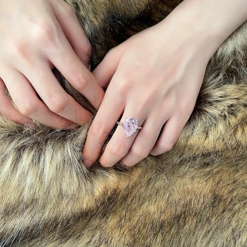 Sterling Silver Women's Engagement Rings, 4.5ct Pear Cut Pink Moissanite Ring for Women, Waterdrop Design,Ideal Wedding Gift for Wife2