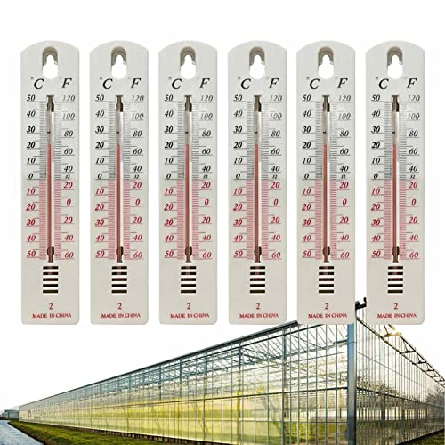 Room Thermometer Indoor Set of 6, Wall Mounted Thermometer, Vertical Temperature Gauge Meter, with ?/? for Indoor Outdoor Garden Greenhouse, 7.67Inch