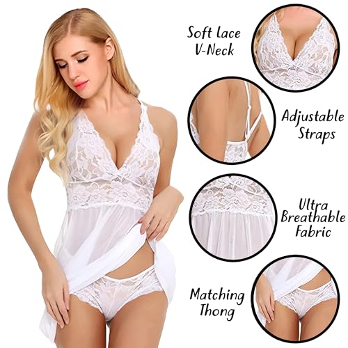 Image of Women Cross Strap Solid Babydoll Above Knee Open Back Nighty Honeymoon Lingerie S-3XL