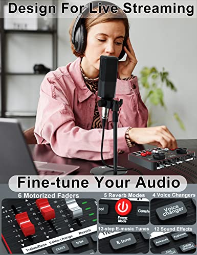 image for USB Audio Interface with Mixer and Sound Card, tenlamp G1 Sound Mixer 