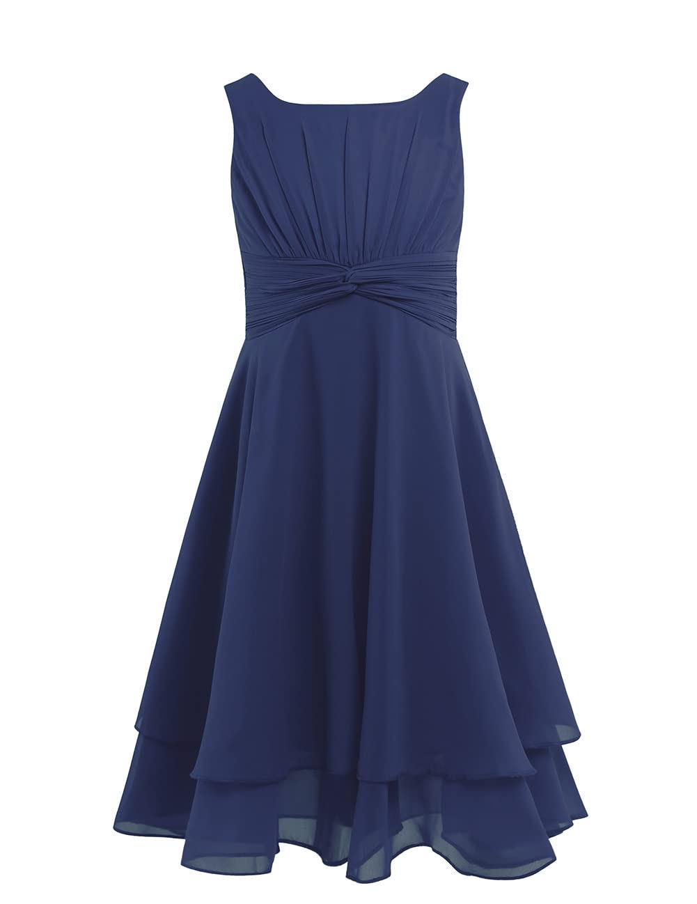 IEFIEL Vestido Corto de Fiesta para Niña Vestido sin Manga de Elegante Gasa Plisado Sólido Vestido de Graduación Boda Comunión Partido 4-16 Años