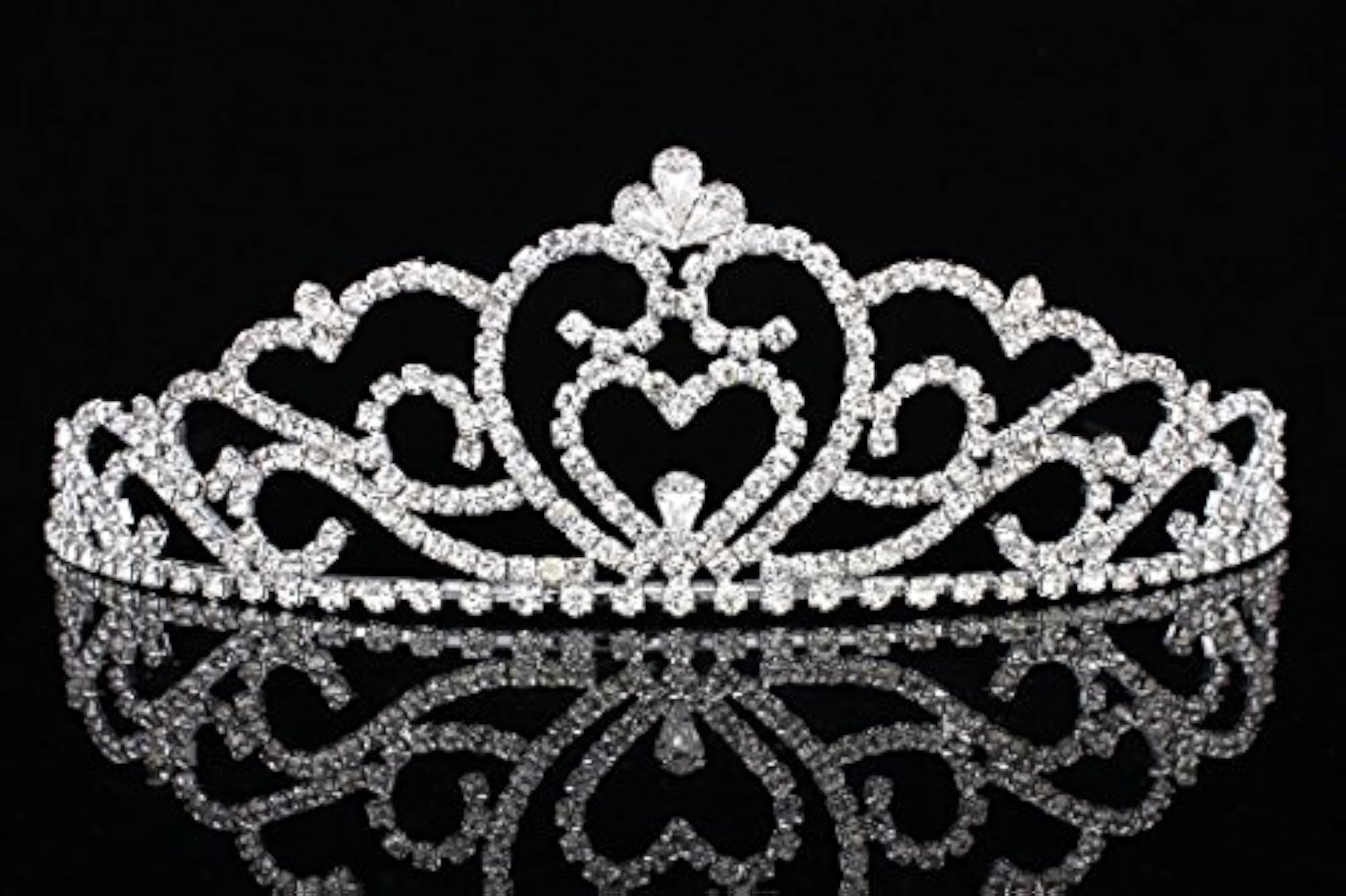 Hearts Love Rhinestone Crystal Bridal Tiara Crown