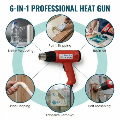 Image of Delivery Pax Hot Gun Machine for Packing Wrapping 2000W WITH 6 MONTHS WARRANTY Heat Gun Machine Dual Temperature | Hot Air Gun for paint removal, sticker removal | Heat Gun for Shrink Wrapping