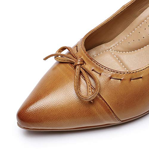 Image of Mona flying Women's Leather Elegant Bowknot Pointed Toe Dress Pumps Heels