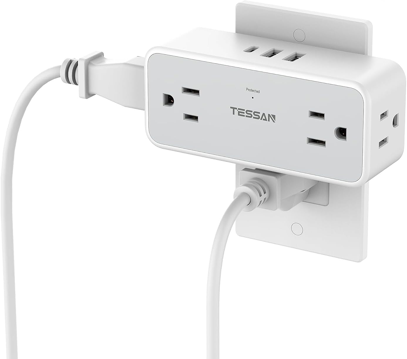 Multi Plug Outlet Extender with USB C Charger Block, TESSAN Plug