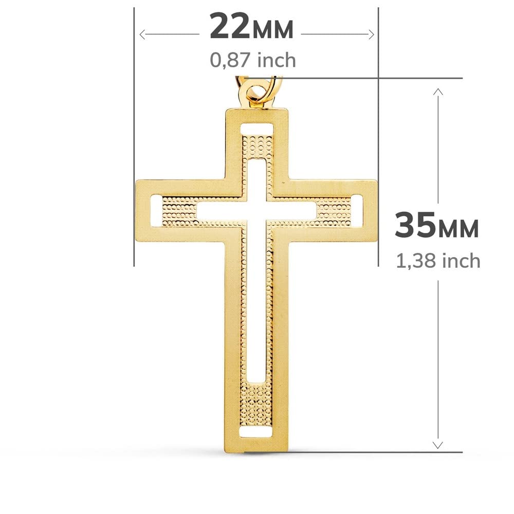 Cruz Oro 18k unisex 35mm. lisa combinada detalles tallados calada