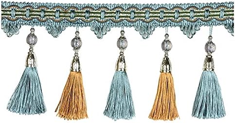1m Etrol Beads Lace Curtain Sewing Tassel Fringe Trim Stretching Dispatching Curtain Ribbon Home Decoration Supplies (Color: 07, Size: 1M) (2 1M)