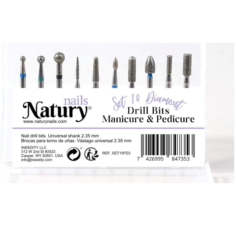 Set of 10 professional diamond cutters for nail drills nail covers, highlights, semi-permanent nail polish, acrylic nails and gel nails - Image 3