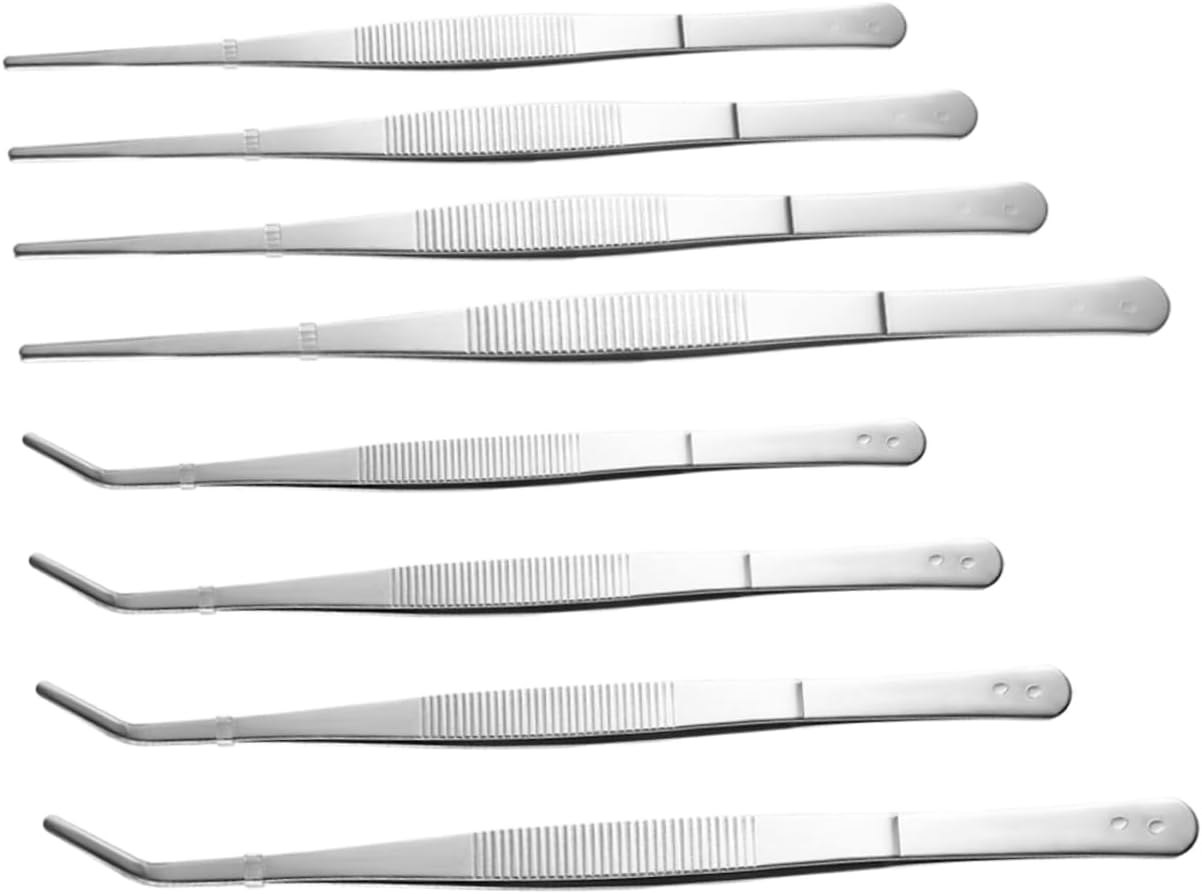8pcs Stainless Steel Garden Clips and Tea Cup Tweezers Non- Repair Clamps for Easy Plant Transplanting and Handling for Home and Kitchen Use