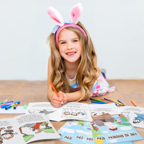Image of Bulk Easter Coloring Books, 24Pcs He is Risen Mini Drawing Booklet for Kids