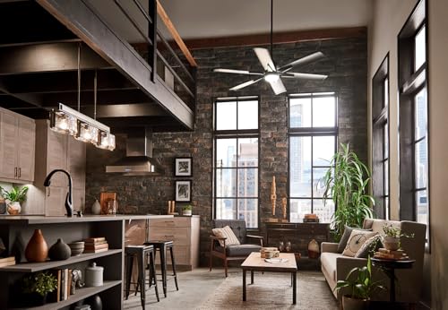 KICHLER 300300SBK Protruding Mount, 6 Satin Black Blades Ceiling fan with 31 watts light, Satin Black - Image 7