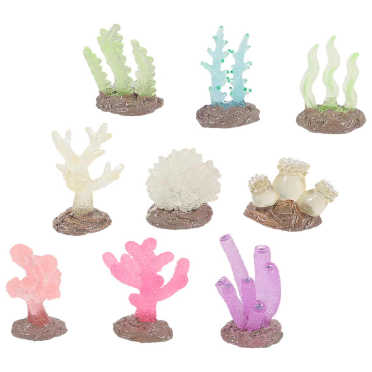 GANAZONO 36piezas Decoración Coral De Acuario Brillante Adornos De Coral Simulados para Peceras y Tanques De Agua Salada Decoración De Paisaje Acuático