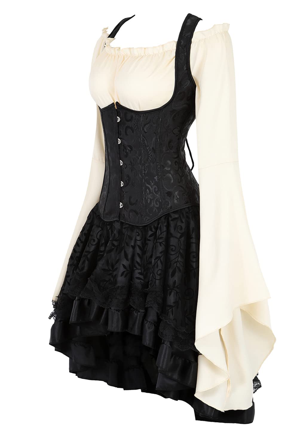 Grebrafan Corset Serre Taille Femme avec Jupe Tulle et Chemisier