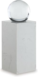 Signature Design by Ashley Sellner White Marble & Crystal Contemporary Sculpture - Minimalist Tabletop Decor