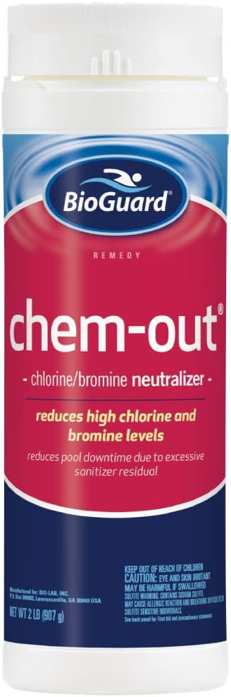 BioGuard ChemOut, 2 lb, Pack of 2, Neutralizes High Chlorine & Bromine Levels, Reduces Pool Downtime, Suitable for All Pool Types