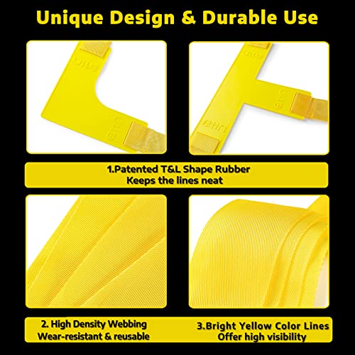A11N Pickleball Court Marking Kit - Temporary Pickleball Boundary Lines in Standard Court Dimensions, No Measurement Required, Yellow - Thumbnail 3