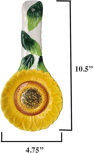 Miniatura 3 de Cuchara de cerámica pintada a mano con girasol 3D Toscana para encimera de cocina, soporte para utensilios para cuchara, cucharón, espátula,